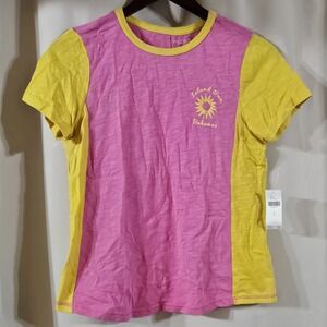 Anthropologie PILCRO The Bennie Cotton Slub Crew Neck Colorblock Tee Size Small